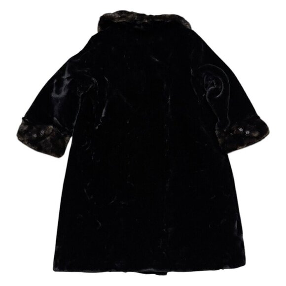 STUNNING VINTAGE 90s Black Faux Fur Heavy Luxurious Winter Coat Womens 2XL - Picture 2 of 5